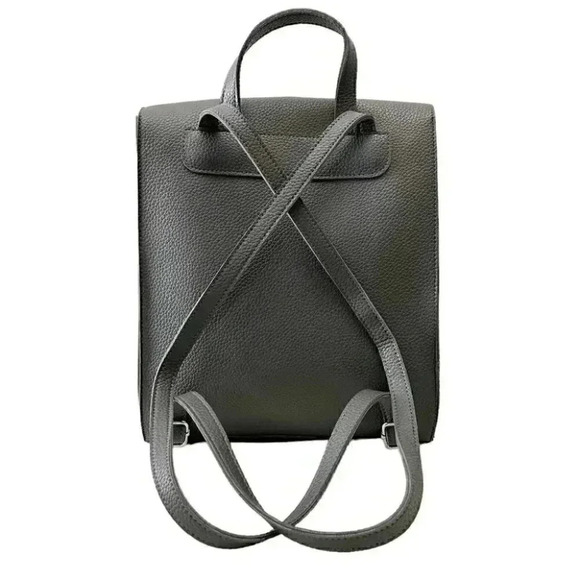 Beauty Boutique Mini Backpack Grey Pebbled Faux Leather Vegan Carryall Bag - Picture 13 of 14